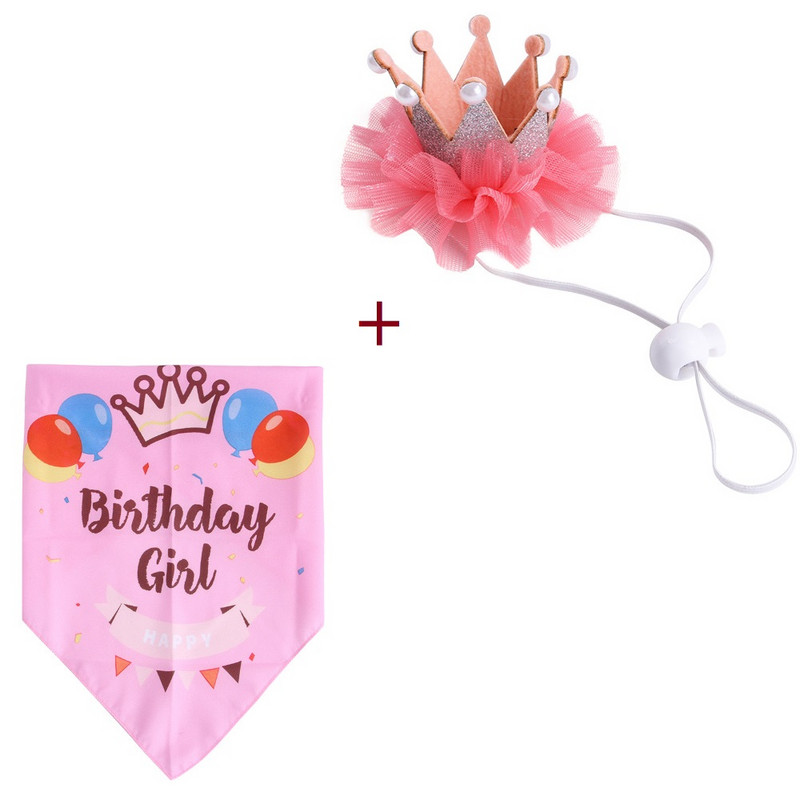 Kassikroonide kaelarihma komplekt Lemmiklooma peokaunistuste komplekt Koera sünnipäeva kolmnurk Sall Müts Kikilips Koera sünnipäevakaunistustarvikud