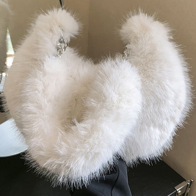 Γυναικεία τσάντα ασαφής μασχάλης με φερμουάρ αλυσίδα τσάντα ώμου Ευέλικτη τσάντα χιαστί αλυσίδα με αλυσίδα Μαλακό τσαντάκι για κορίτσι