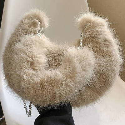 Γυναικεία τσάντα ασαφής μασχάλης με φερμουάρ αλυσίδα τσάντα ώμου Ευέλικτη τσάντα χιαστί αλυσίδα με αλυσίδα Μαλακό τσαντάκι για κορίτσι