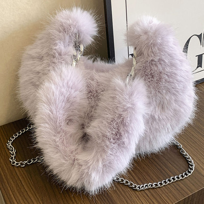 Γυναικεία τσάντα ασαφής μασχάλης με φερμουάρ αλυσίδα τσάντα ώμου Ευέλικτη τσάντα χιαστί αλυσίδα με αλυσίδα Μαλακό τσαντάκι για κορίτσι