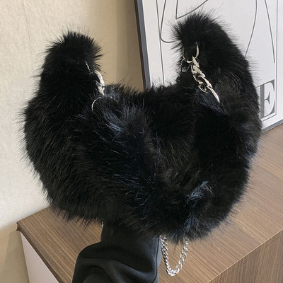 Γυναικεία τσάντα ασαφής μασχάλης με φερμουάρ αλυσίδα τσάντα ώμου Ευέλικτη τσάντα χιαστί αλυσίδα με αλυσίδα Μαλακό τσαντάκι για κορίτσι