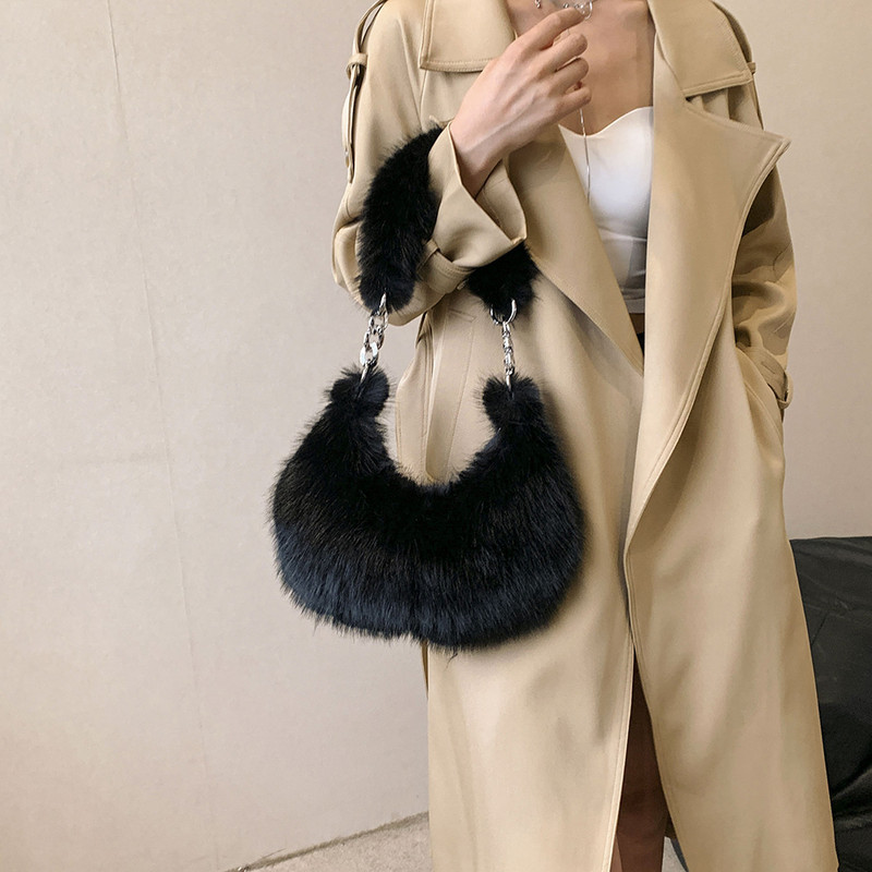 Γυναικεία τσάντα ασαφής μασχάλης με φερμουάρ αλυσίδα τσάντα ώμου Ευέλικτη τσάντα χιαστί αλυσίδα με αλυσίδα Μαλακό τσαντάκι για κορίτσι