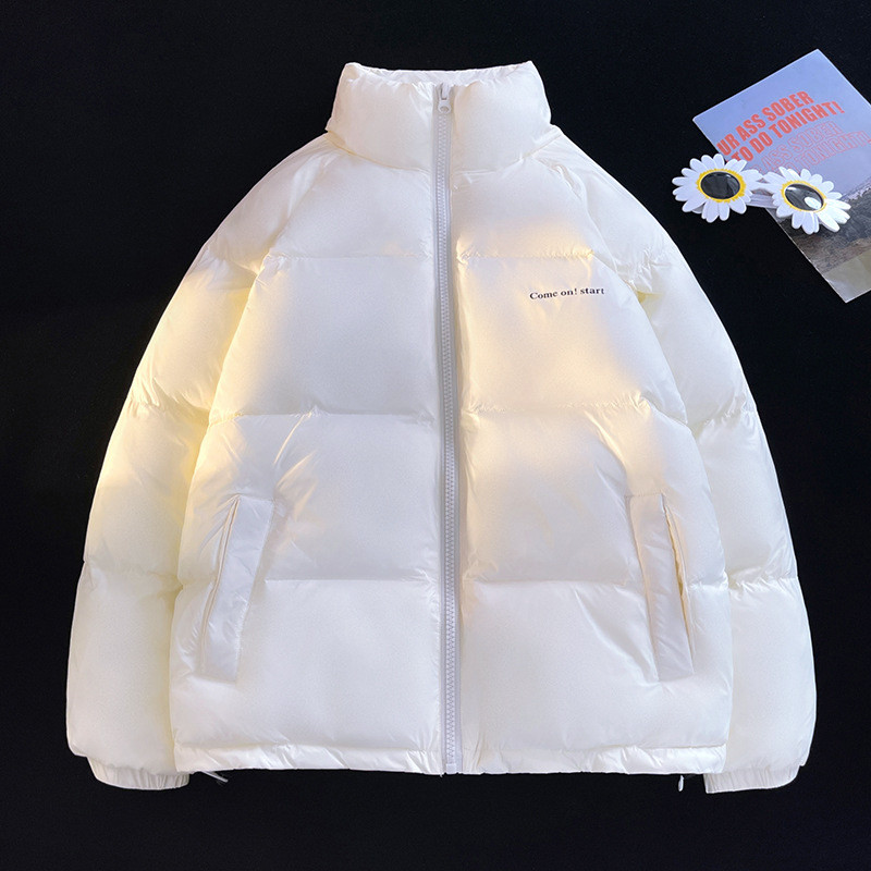 Sügistalvine meeste soe kaelusega sulejope Korea moe suur suur valge pardi sule paks jope meeste must valge roheline