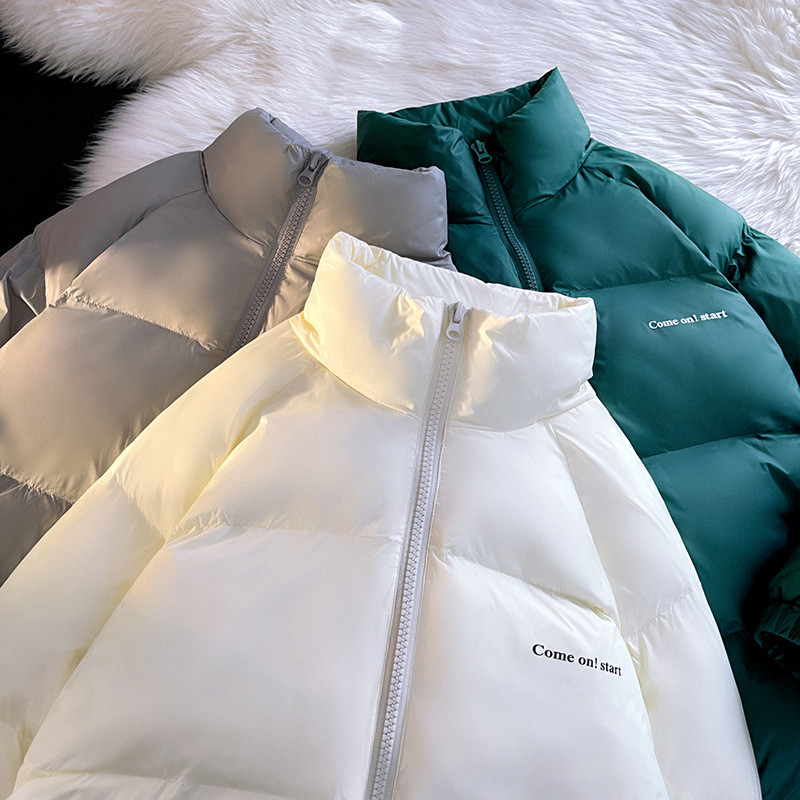 Sügistalvine meeste soe kaelusega sulejope Korea moe suur suur valge pardi sule paks jope meeste must valge roheline