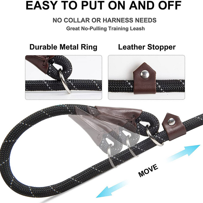 Nailon, lungime 1,5 m, lesă pentru animale de companie, dresaj în aer liber, lesă pentru câini reflectorizante, cataramă cu lanț din metal, centură de guler reglabilă pentru mici mari