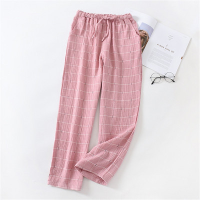 Βαμβακερό παντελόνι πιτζάμα για γυναίκες και άνδρες 2021 Νέα άνοιξη φθινόπωρο ζευγάρια Home Παντελόνια Loose καρό Sleep Bottoms Femme Night Loungear