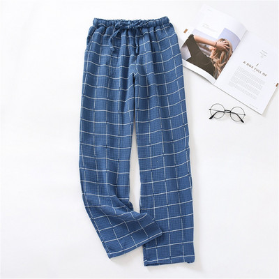 Βαμβακερό παντελόνι πιτζάμα για γυναίκες και άνδρες 2021 Νέα άνοιξη φθινόπωρο ζευγάρια Home Παντελόνια Loose καρό Sleep Bottoms Femme Night Loungear