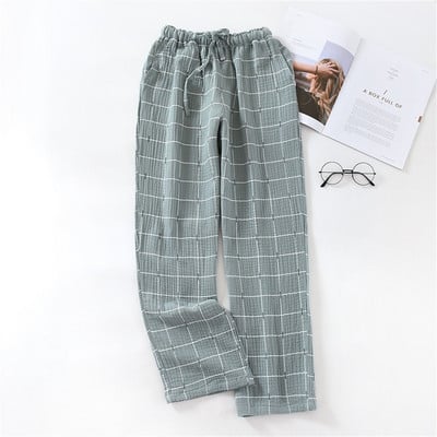 Βαμβακερό παντελόνι πιτζάμα για γυναίκες και άνδρες 2021 Νέα άνοιξη φθινόπωρο ζευγάρια Home Παντελόνια Loose καρό Sleep Bottoms Femme Night Loungear
