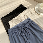 Nyári női nadrágok, 2021, melegítőnadrágok, koreai stílusú, bő, nagy méretű nadrágok, széles szárú, hétköznapi nadrágok, egyenes nadrágok, Streetwear, Mujer