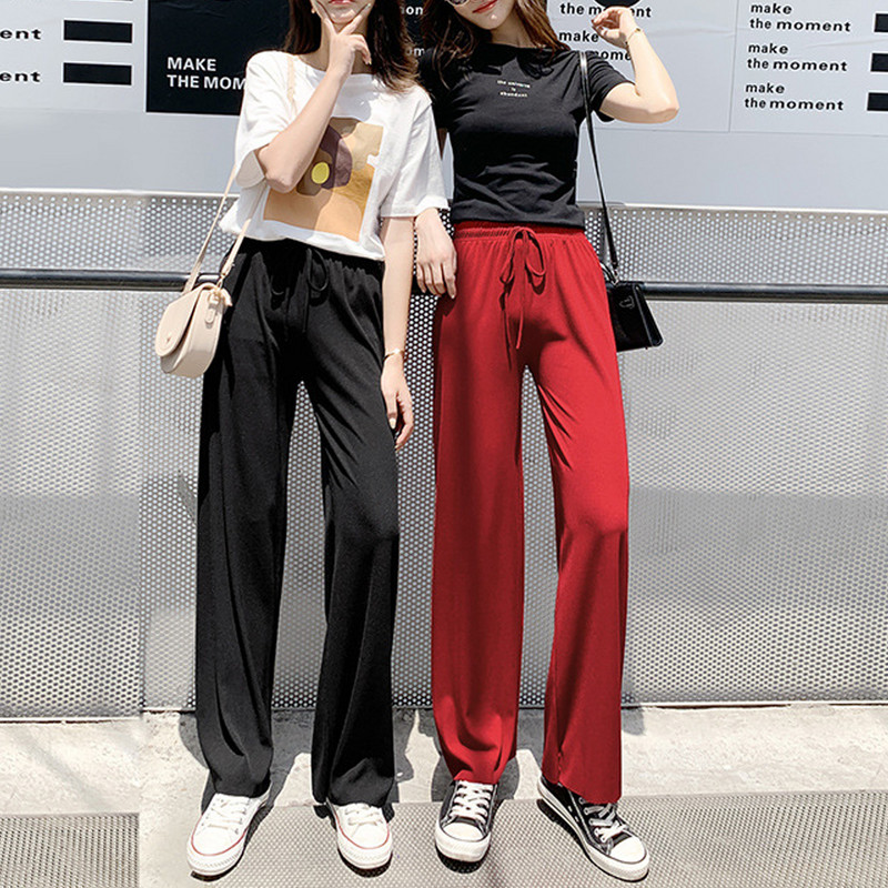 Nyári női nadrágok, 2021, melegítőnadrágok, koreai stílusú, bő, nagy méretű nadrágok, széles szárú, hétköznapi nadrágok, egyenes nadrágok, Streetwear, Mujer