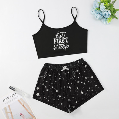 Spaghetti Strap Letter Σετ Πυτζάμες Αμάνικο Διακοσμητικές Πυτζάμες Sleep Sleep Sleep Sleep Sleep Sleep Sleep Sleep Sleep Suit Pijama Sleepwear γυναικεία Sexy Nighties