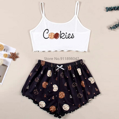 Spaghetti Strap Letter Σετ Πυτζάμες Αμάνικο Διακοσμητικές Πυτζάμες Sleep Sleep Sleep Sleep Sleep Sleep Sleep Sleep Sleep Suit Pijama Sleepwear γυναικεία Sexy Nighties