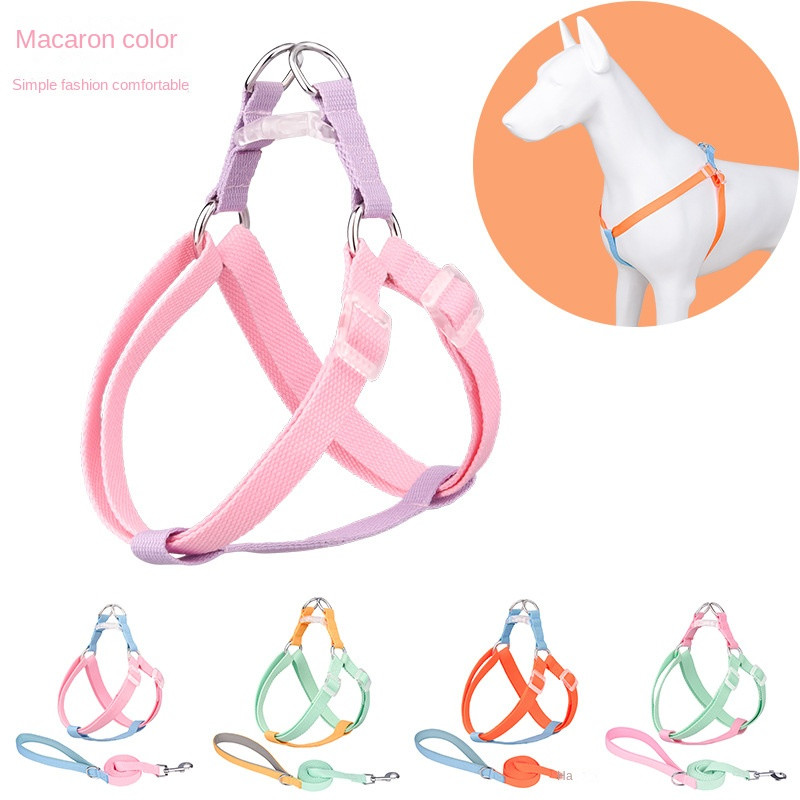 Kontrastni povodac za pse, Macaron Color-block remen za prsa za mačke Probijač otporan na eksploziju, povodac za male i srednje pse, pribor za kućne ljubimce