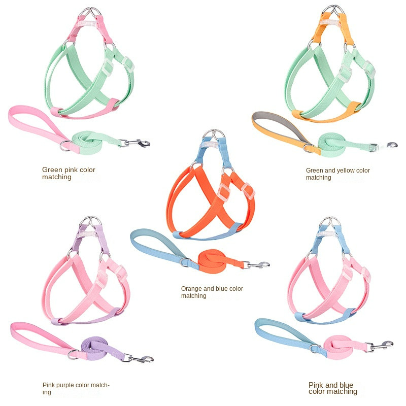 Kontrastni povodac za pse, Macaron Color-block remen za prsa za mačke Probijač otporan na eksploziju, povodac za male i srednje pse, pribor za kućne ljubimce