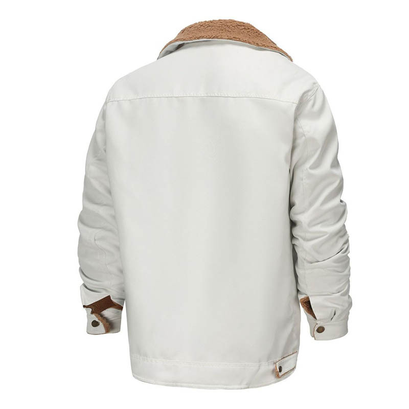 Jachetă de iarnă pentru bărbați, groasă, caldă, de modă, de tip boutique, de culoare uni, pentru bărbați, ocazional, jachetă de blugi din lână pentru bărbați, mărime mare, S-5XL