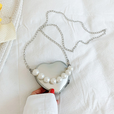 Mini genți de umăr de modă Love Heart pentru femei, perle, geantă de portofă pentru femei, cadou de petrecere de aniversare