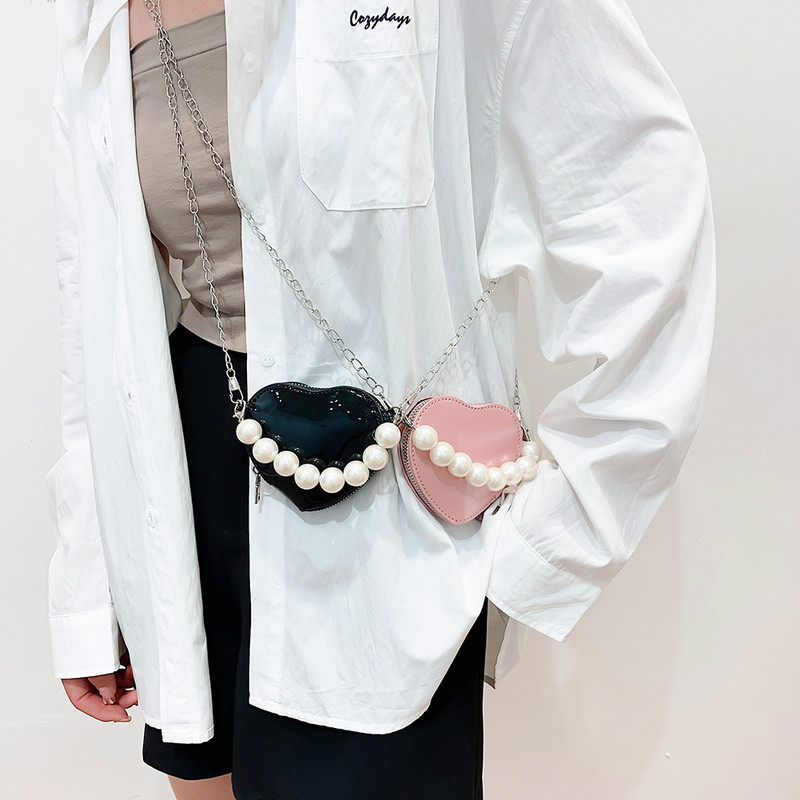 Mini genți de umăr de modă Love Heart pentru femei, perle, geantă de portofă pentru femei, cadou de petrecere de aniversare