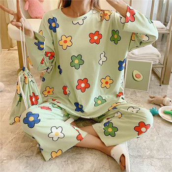 2023 New Spring Cute Cartoon Cow Print Σετ Πυτζάμες Γυναικείες Πυτζάμες Δύο τεμάχια Μακρυμάνικα Εσώρουχα Γυναικεία Σετ Πυτζάμες