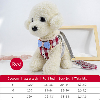 Καλοκαιρινά ρυθμιζόμενα λουριά γιλέκου με κουμπιά με παπιγιόν για μικρόσωμους σκύλους Αναπνέει λουριά για σκύλους για περπάτημα