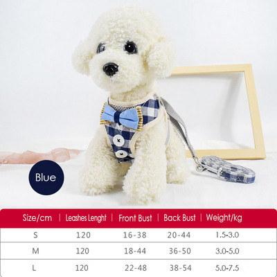 Καλοκαιρινά ρυθμιζόμενα λουριά γιλέκου με κουμπιά με παπιγιόν για μικρόσωμους σκύλους Αναπνέει λουριά για σκύλους για περπάτημα