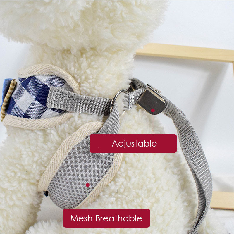 Καλοκαιρινά ρυθμιζόμενα λουριά γιλέκου με κουμπιά με παπιγιόν για μικρόσωμους σκύλους Αναπνέει λουριά για σκύλους για περπάτημα