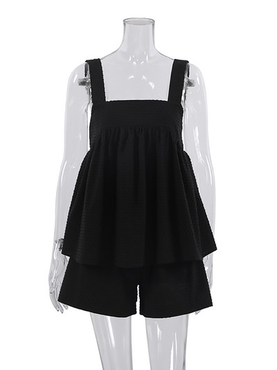 Restve Casual Πυτζάμες Γυναικείες Βαμβακερές Σετ 2 τεμαχίων Λευκό φανελάκι Αμάνικο φαρδύ γυναικείο κοστούμι για το σπίτι με σορτς μασίφ φθινόπωρο 2022