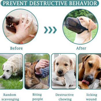 Кучешка муцуна Мек мрежест покрит предпазител за уста за кучета Регулируема муцуна за устата на куче против ухапване за малки, средни големи кучета