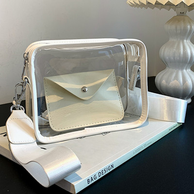 Geantă de vară pentru femeie, din PVC, transparentă, transparentă, pentru stadion