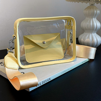 Geantă de vară pentru femeie, din PVC, transparentă, transparentă, pentru stadion