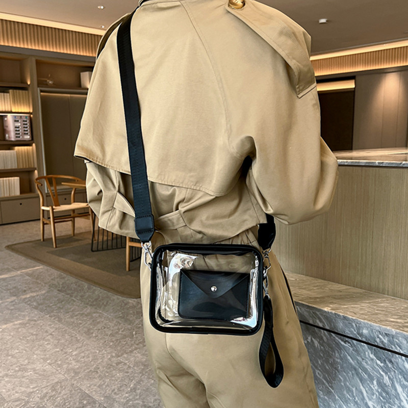 Geantă de vară pentru femeie, din PVC, transparentă, transparentă, pentru stadion