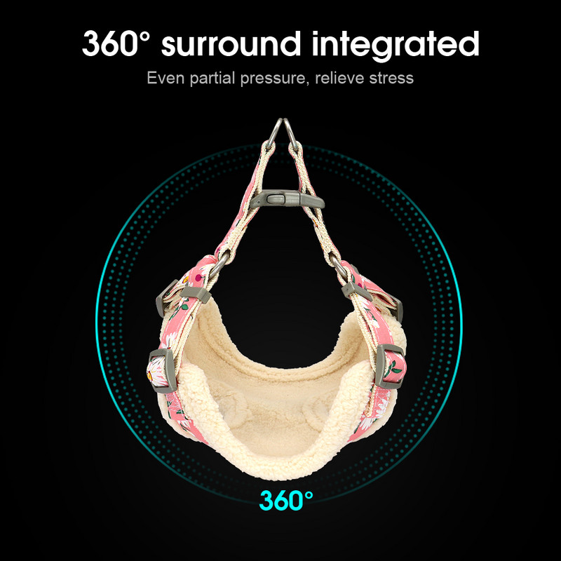 Χειμερινό λουρί για σκύλους Ζεστό γεμιστό λουρί για σνακ τσάντα σνακ με μολύβδινο λουρί Φόδρα για σκύλους Γιλέκα με λουλούδια Pitbull