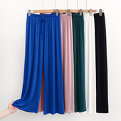 Βαμβακερό λεπτό παντελόνι με φαρδύ πόδι Loose Modal Drop Ψηλόμεση Μεγάλο Μέγεθος Άνετο και κομψό καθημερινό παντελόνι ύπνου