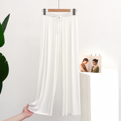 Βαμβακερό λεπτό παντελόνι με φαρδύ πόδι Loose Modal Drop Ψηλόμεση Μεγάλο Μέγεθος Άνετο και κομψό καθημερινό παντελόνι ύπνου