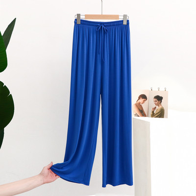 Βαμβακερό λεπτό παντελόνι με φαρδύ πόδι Loose Modal Drop Ψηλόμεση Μεγάλο Μέγεθος Άνετο και κομψό καθημερινό παντελόνι ύπνου