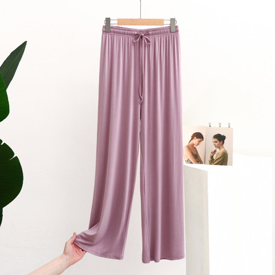 Βαμβακερό λεπτό παντελόνι με φαρδύ πόδι Loose Modal Drop Ψηλόμεση Μεγάλο Μέγεθος Άνετο και κομψό καθημερινό παντελόνι ύπνου