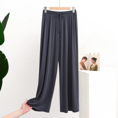 Βαμβακερό λεπτό παντελόνι με φαρδύ πόδι Loose Modal Drop Ψηλόμεση Μεγάλο Μέγεθος Άνετο και κομψό καθημερινό παντελόνι ύπνου