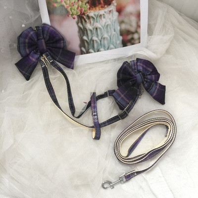 Pisică câine guler cu fundă harnas lesă reglabilă din nailon curea pentru sân pentru animale de companie frânghie de tracțiune haine pentru pisici vestă accesorii pentru cățeluș