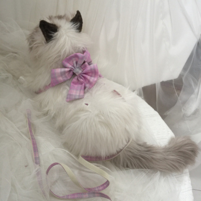 Pisică câine guler cu fundă harnas lesă reglabilă din nailon curea pentru sân pentru animale de companie frânghie de tracțiune haine pentru pisici vestă accesorii pentru cățeluș