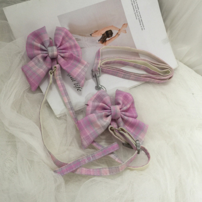 Pisică câine guler cu fundă harnas lesă reglabilă din nailon curea pentru sân pentru animale de companie frânghie de tracțiune haine pentru pisici vestă accesorii pentru cățeluș