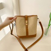 Ljetna torba za 2023. Torba preko ramena Ženska torba od slame od ratana na rame Ženska torba za slobodno vrijeme Ženska torba za plažu Mala shopping torba
