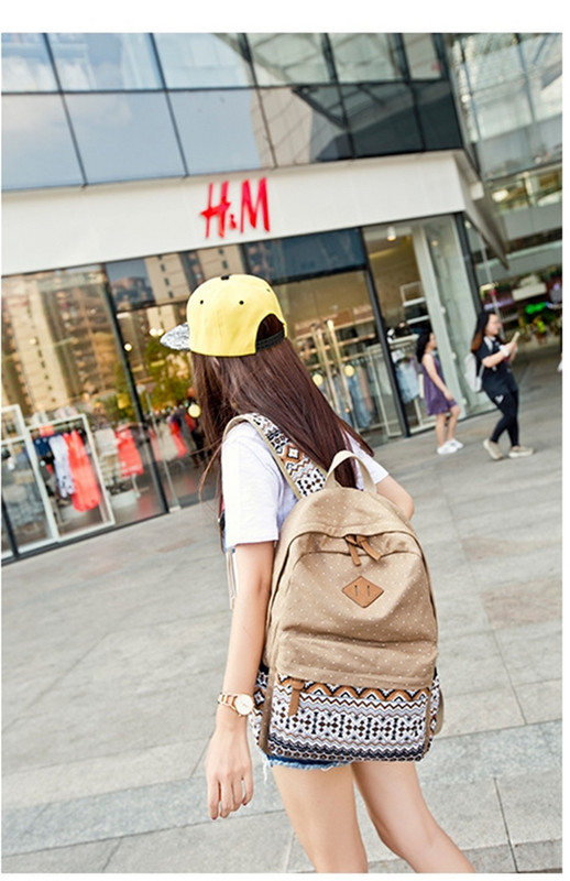 Naiste lõuend seljakotid Naiste seljakott Moe täpiline naiste koolikotid teismelistele tüdrukutele suur reisiseljakott Mochila