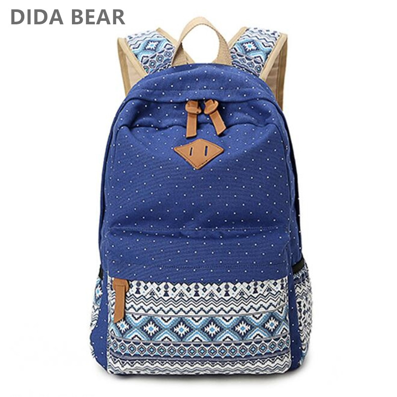 Naiste lõuend seljakotid Naiste seljakott Moe täpiline naiste koolikotid teismelistele tüdrukutele suur reisiseljakott Mochila