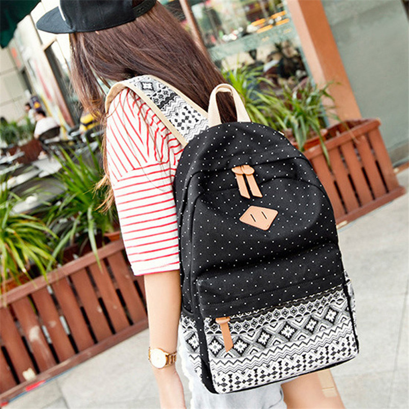 Naiste lõuend seljakotid Naiste seljakott Moe täpiline naiste koolikotid teismelistele tüdrukutele suur reisiseljakott Mochila