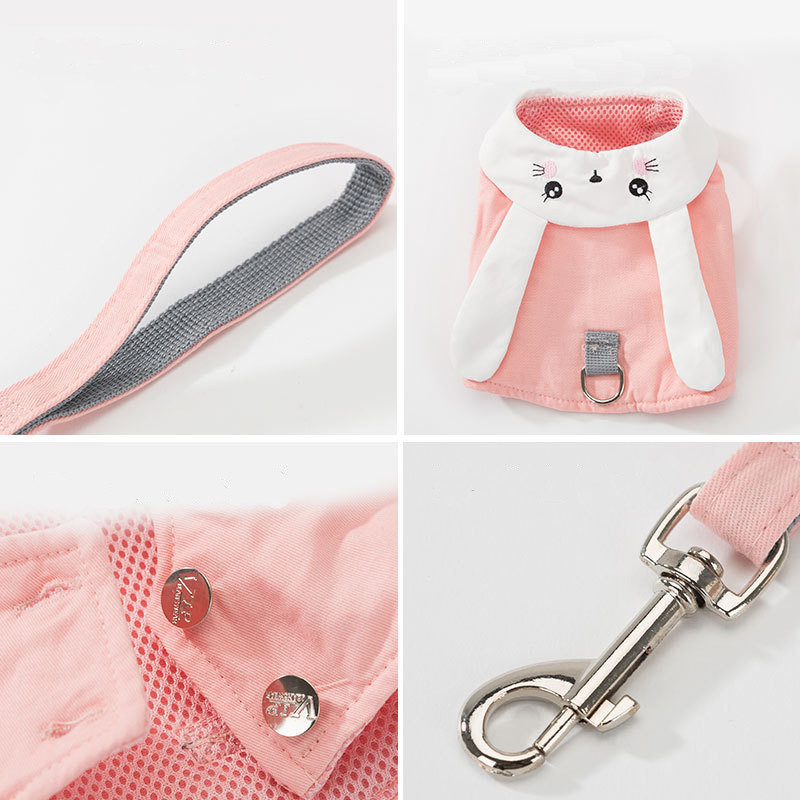 2022 Χαριτωμένο λουρί για σκύλους κατοικίδιων ζώων, μαλακό αναπνεύσιμο, χαριτωμένο λουρί κουνελιού για Chihuahua Teddy Yorkshire Dogs Λουρί γάτας με κολάρο γάτας