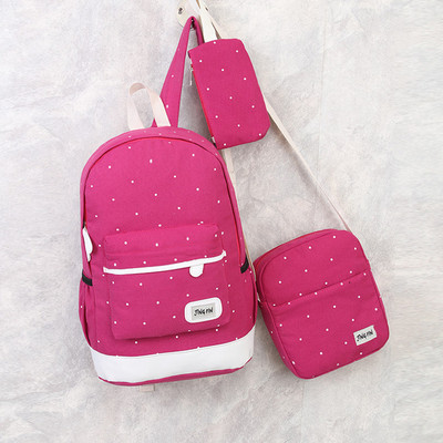 3 τεμάχια/σετ Κορεατικά Casual γυναικεία σακίδια πλάτης καμβά τσάντα ώμου Preppy style σχολικό σακίδιο για έφηβες σύνθετο σακίδιο πλάτης