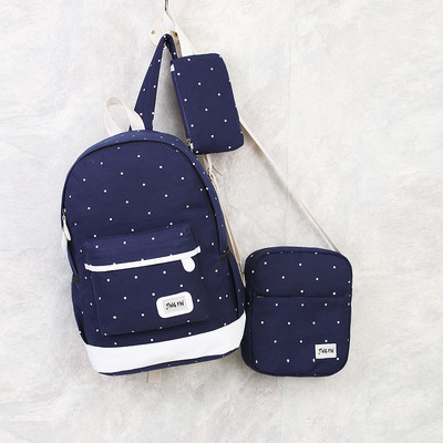 3 τεμάχια/σετ Κορεατικά Casual γυναικεία σακίδια πλάτης καμβά τσάντα ώμου Preppy style σχολικό σακίδιο για έφηβες σύνθετο σακίδιο πλάτης