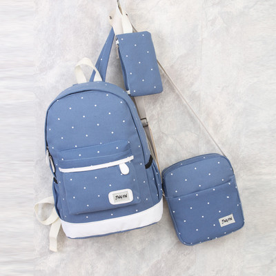 3 τεμάχια/σετ Κορεατικά Casual γυναικεία σακίδια πλάτης καμβά τσάντα ώμου Preppy style σχολικό σακίδιο για έφηβες σύνθετο σακίδιο πλάτης