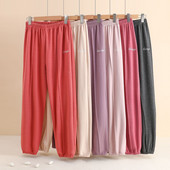 Οδοντογλυφίδα λωρίδα χοντρή και βελούδινη παντελόνα πιτζάμα Με μεσαία ραφή τσιμπημένη πιέτες και παντελόνι Homestay Ζεστό ζεστό γυναικείο παντελόνι