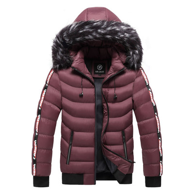 Pánska zimná bunda 2023 s kožušinovým golierom a kapucňou, hrubá teplá bavlnená vrchná časť, pánska patchworková parka a kabát, vetrovka, parky, pánske, veľkosť M-5XL