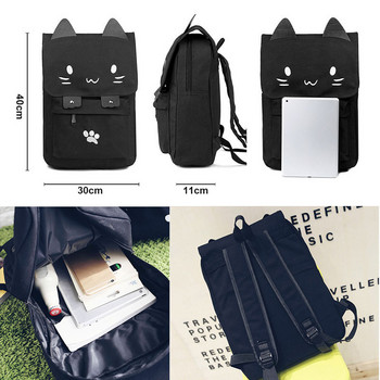 μόδα Χαριτωμένη γάτα Κέντημα καμβάς Φοιτητική τσάντα Κινούμενα σχέδια Γυναικεία σακίδιο πλάτης Leisure Σχολική τσάντα μαύρη&ροζ